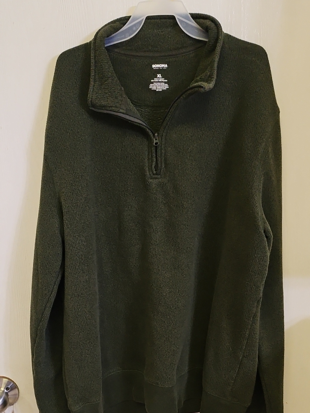 Sonoma Men's Dark Olive Quarter-Zip Pullover Sweater